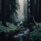 Misty Forest Stream, Made with Generative AI