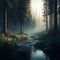 Misty Forest Stream, Made with Generative AI
