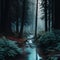 Misty Forest Stream, Made with Generative AI