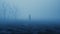 Misty Gothic Horror A Lone Man Standing In Blue Fog