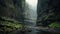 Misty Gothic River: A Serene Passage Through Northern China\\\'s Eerily Realistic Terrain