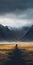 Misty Icelandic Landscape With Black Figure In Photo-realistic Style