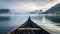 Misty Lake Canoe: Detailed Atmospheric Portraits In Norwegian Nature