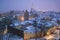 Misty March twilight over the Old City. Tallinn, Estonia