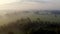 Misty morning atmosphere on floodplain in summer.