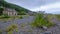 Misty morning view of Porlock Weir village on the edge of Exmoor, Devon, UK