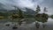 Misty mountain lake Hintersee in Berchtesgaden national park, Timelapse