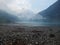 Misty mountain landscape Ross Lake Washington