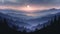 Misty Mountain Landscape with Serene Lake at Sunrise Digital Art, AI Generated