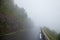 Misty mountain road in Norway Scandinavia environmental road hazard