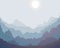 Misty mountain silhouette landscape background design vector illustration