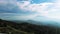 Misty mountains and hills. An aerial view of an early morning.