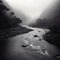 Misty River Flowing Through Valley