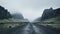 Misty Road In Iceland: A Post-apocalyptic Journey Through The Mountains