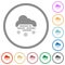 Misty and snowy weather flat icons with outlines
