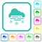 Misty and snowy weather vivid colored flat icons