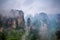 Misty steep mountain peaks - Zhangjiajie national park