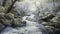 Misty Stream A Hyper-realistic British Landscape Painting