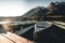 Misty summer morning on the Hintersee lake in Austrian Alps.