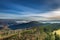 Misty sunrise landscape from Luban peak in Gorce mountains