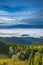 Misty sunrise landscape from Luban peak in Gorce mountains