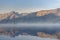 Misty sunrise, over lake Glenorchy, Queenstown, New Zealand