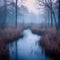 Misty Swamp at Blue Hour