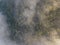 Misty trees from above. Aerial view of Morning fog and sunrise in autumn. Beautiful romantic atmosphere in landscape. Summer time