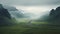 Misty Valley Landscape: Moody And Atmospheric River Shot