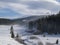 Misty winter day on frumoasa river,romania