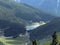 Misurina lake dolomites aerial panorama