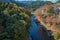 Mitake town and Tama river in autumn season.