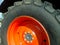 Mitas radial tyre and orange color disk of new modern tractor wheel. Higher load capacity.