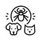 mite on animal body line icon vector illustration