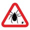 Mite warning sign. Vector illustration of tick warning sign. Bud warning sign. Parasite warning sign. Mite skin parasite si