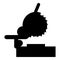 Miter saw bench steel cut off machine carpentry workshop concept icon black color vector illustration image flat style