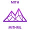 MITHRIL Coin cryptocurrency blockchain icon. Virtual electronic, internet money or cryptocoin symbol, logo