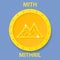 MITHRIL Coin cryptocurrency blockchain icon. Virtual electronic, internet money or cryptocoin symbol, logo