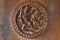 Mithuna couple carved on the pillars of the entrance porch of Durga temple, Aihole, Bagalkot, Karnataka. The Galaganatha Group of