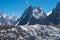 Mitre mountain peak view from K2 base camp trekking route surrounded by Karakoram mountains range, Gilgit Baltistan, Pakistan