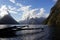 Mitre Peak on sunset with nice clouds, Milford Sound, Fiordland, South Island,New Zealand