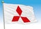 Mitsubishi cars international group, flags with logo, illustration