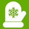 Mitten with white snowflake icon green