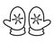 Mittens - vector linear picture for coloring. A pair of mittens with snowflakes - a doodle or an icon with warm clothes. Outline.