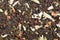 Mix based on Chinese tea shu pu`er, Japanese Sencha and senna leaves. Can be used as background.