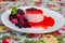 Mix berry Fruit cake with cream and creamy mousse