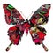 Mix butterflies pile up together and cut out of swallow tail butterfly shape in red tone, fascinated butterfly art on white