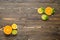 Mix citrus fresh fruit on the white wooden table