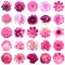 Mix collage of natural and surreal pink flowers 25 in 1