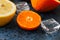 Mix of fresh ripe citrus fruits as blood oranges, mandarines, le